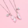 Cartoon Butterfly BFF Necklace Set with Alloy, Drip Oil, Magnet, & Stone Details – Perfect for Kids