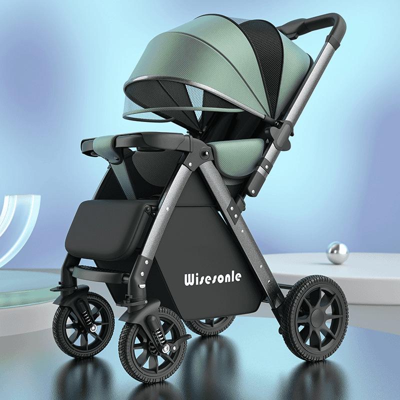 Elevated Baby Stroller: Reclining, Lightweight, Foldable, Two-Way Shock Absorption for Newborns