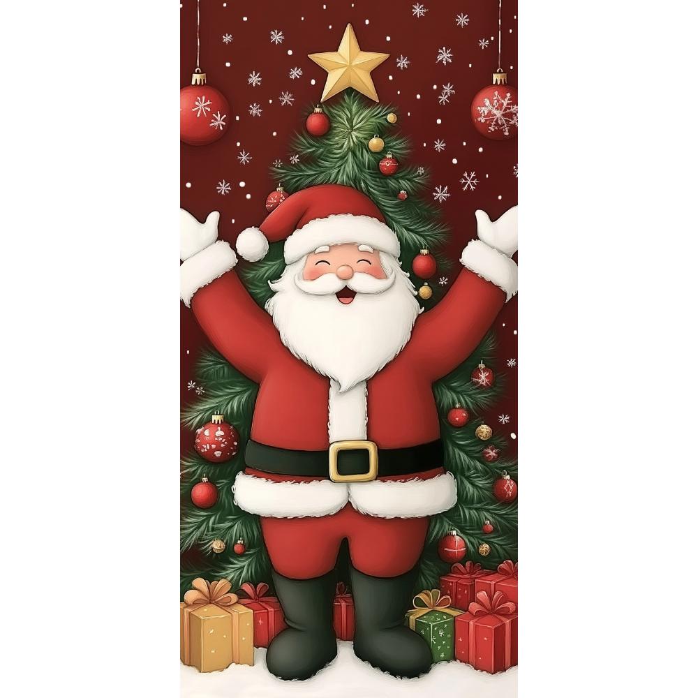 Santa Claus Read Gift List Lining for Christmas Doors Xmas Outdoor Decoration Door Cover for Front Door Home Xmas Party Supplies