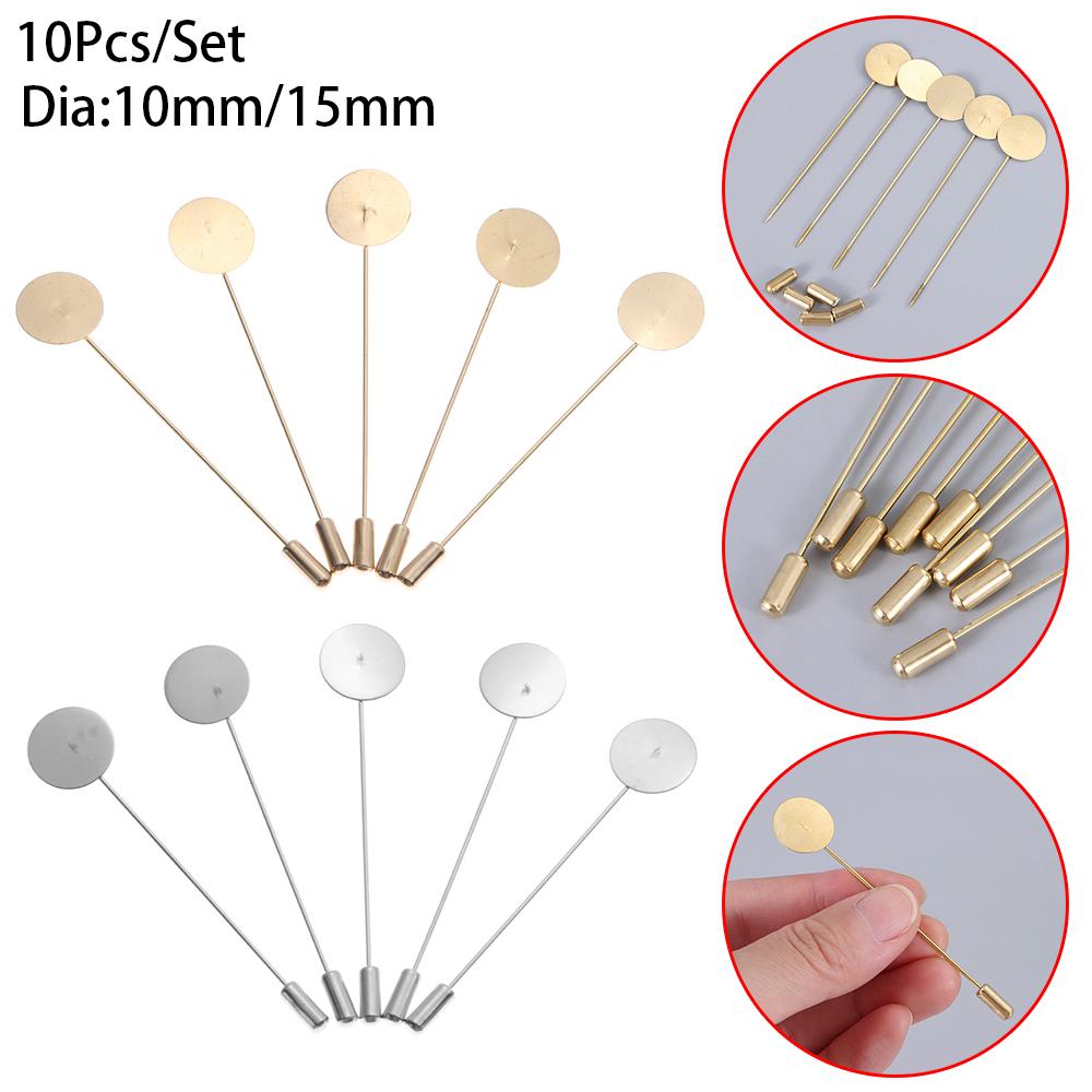 10pcs/set Fashion Jewelry Making Dress Pin Brooches Accessories Cameo Cabochon Tray