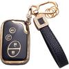 for Toyota Key Fob Cover with Leather Lanyard, Car Key Fob Case Compatible with 2018- Camry RAV4 Highlander Avalon C-HR Prius Corolla GT86 Smart Key