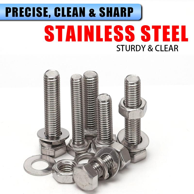 860pcs Stainless Steel Hex Head Bolt Assortment Kit w/Nuts+Washers+Springs - M3-M6 DIN933 Grade 8.8/10.9, A2/A4 Marine Grade