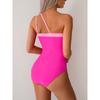 New One-piece Swimsuit Women's 2025 European and American Color Bikini Swimsuit Single Shoulder Bikini