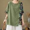 Дизайнерская футболка с короткими рукавами из хлопка и льна, женская летняя свободная, закрывающая живот и тонкий верх, летний топ с коротким рукавом