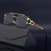Vintage Rimless Sunglasses Men Women Fashion Oversized Square Shades Eyewear New Double Bridge Gradient UV400 Sun Glasses