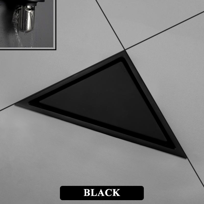 Brushed Gold Floor Drains Triangle Shower Drainage Bathroom Deodorant Invisible Black Floor Drain Strainer Cover Waste Grate