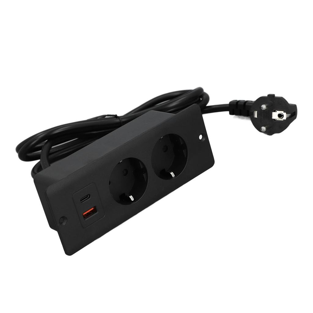 Встраиваемая розетка 2 розетки с портом USB C USB A мощностью PD20W, встроенный удлинитель для мебели, шнур 1,5 м