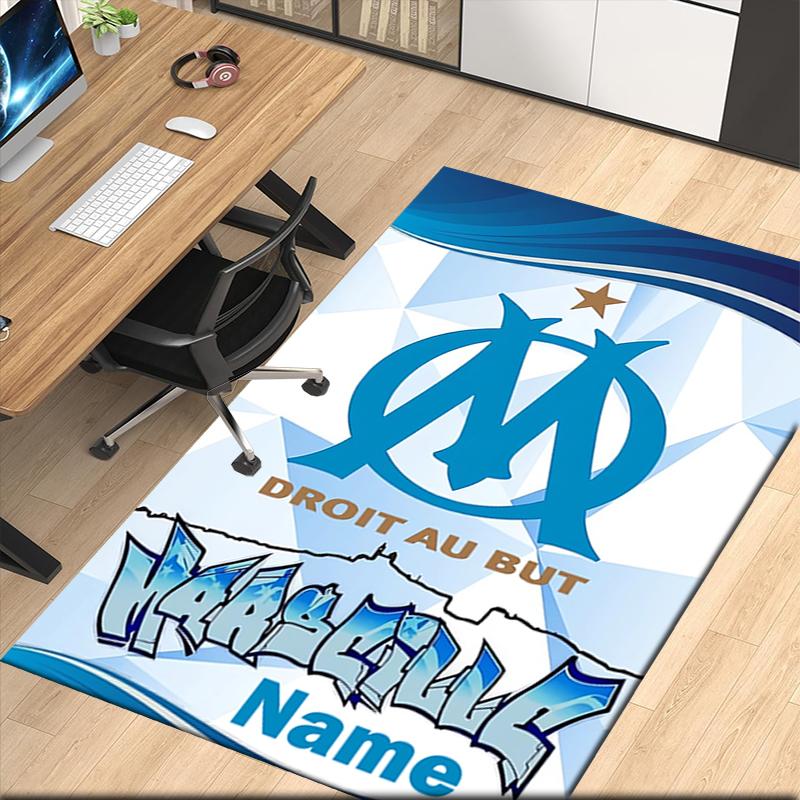 Custom Name Olympique de Marseille Printed Carpet, for Office Chair Living Room Bedroom Kitchen Room Decor Gifts.