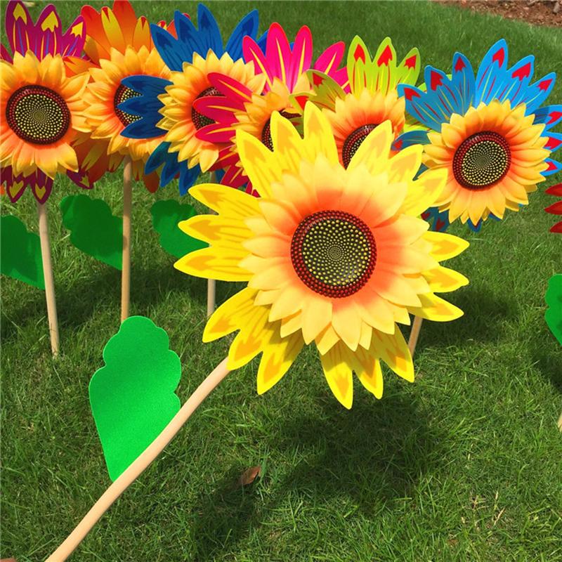 Красочная ветряная мельница с подсолнухом, ветряная турбина для газона, сада, вечерние украшения, уличный декор для кемпинга, пикника, сада и двора