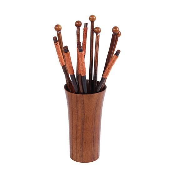 2Pcs Coffee Stirrers Reusable Beverage Mixer with Round Ends Fine Workmanship Natural Wood Stirring Rod for Cocktails