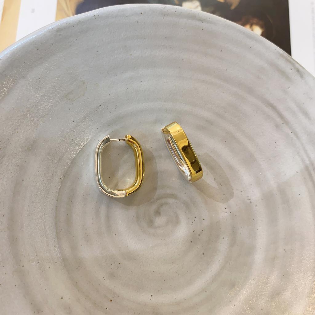 Простые U-образные серьги, женские двухцветные персонализированные серьги, высококачественные легкие роскошные универсальные серьги