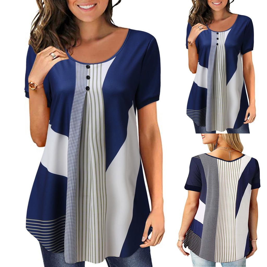 Женский летний пуловер больших размеров с принтом, свободная футболка с круглым вырезом и короткими рукавами