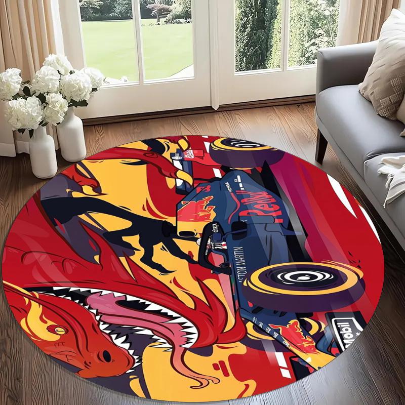 Truck Printed Round Rug Carpet Chair Rug Area Rug Entryway Doormats,for Office Chair Living Room Bedroom Kitchen Room.