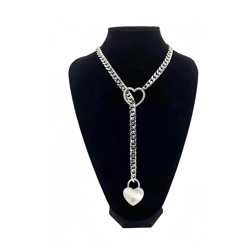 Сердце О-Кольцо Скользящая Цепь для Женщин Панк Рок Ожерелье Кубинское Длинное Ожерелье Трендовое Простое Регулируемое Y-Ожерелье