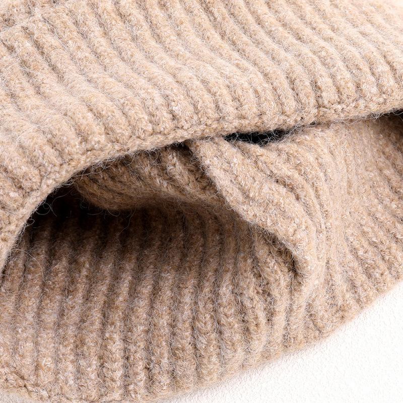 Solid color wool hat autumn and winter thickened warm knitted hat fashionable versatile cold hat simple pullover brimless warm hat