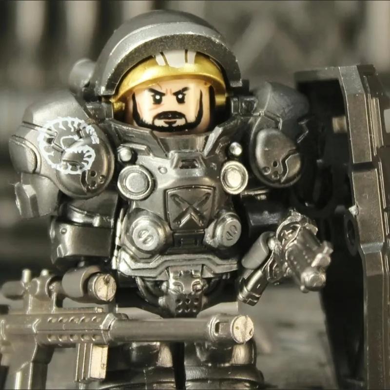 Тяжелый пехотинец с пулеметом Тяжелая броня Сборная фигурка Игрушка