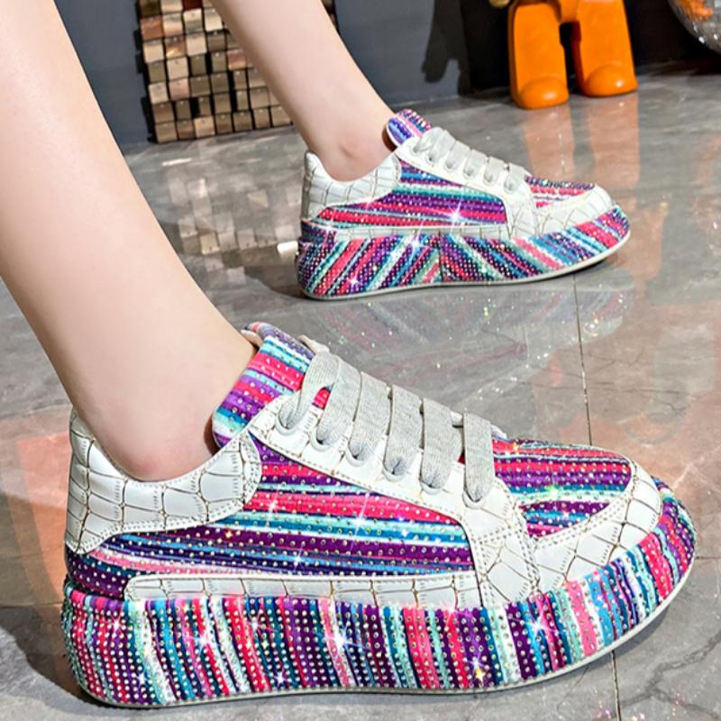 Красочные туфли для спорта со стразами «Звездное небо» для женщин, на толстой подошве, сетчатые, удобные, дышащие