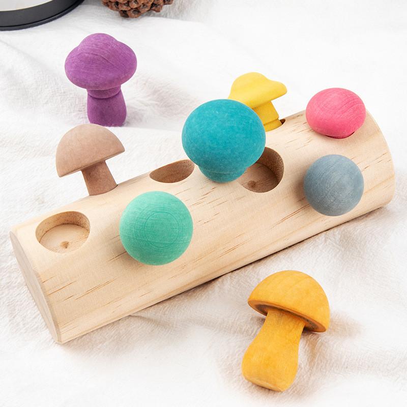 Mushroom Wooden Concentration Grip Training Toy Children Learning Coordination