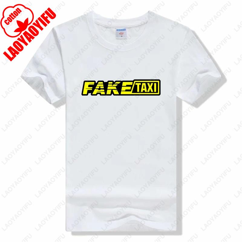 Mens Cotton Tshirt Fake Taxi Tshirt Crew Neck Short Sleeved Casual Letterprint Tshirt Summer Simple Classic Style Tops