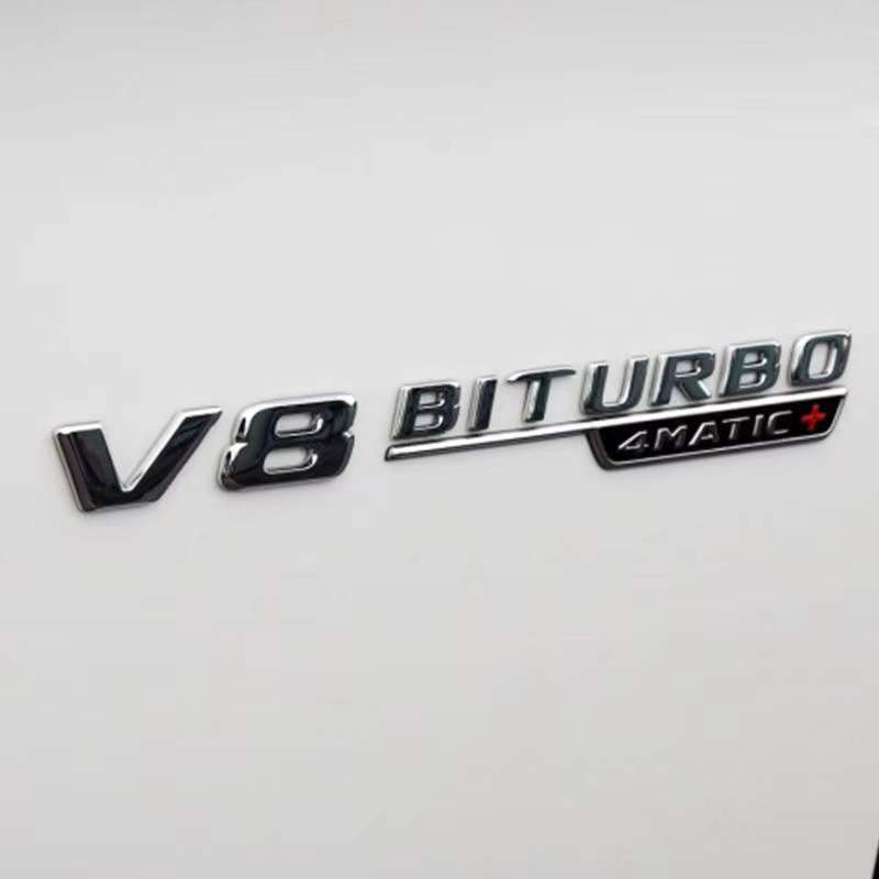 2 шт. V8 BITURBO 4MATIC + 4MATIC автомобильный значок эмблема наклейка для Mercedes Benz AMG W117 CLA45 W205 C63 W212 E63 W207 W176 A45