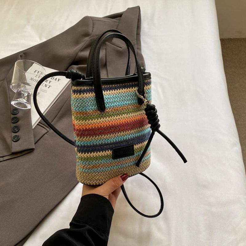 Мини полосатые соломенные сумки кроссбоди для женщин модные летние сумки через плечо сумки и кошельки плетеные пляжные сумки KTY