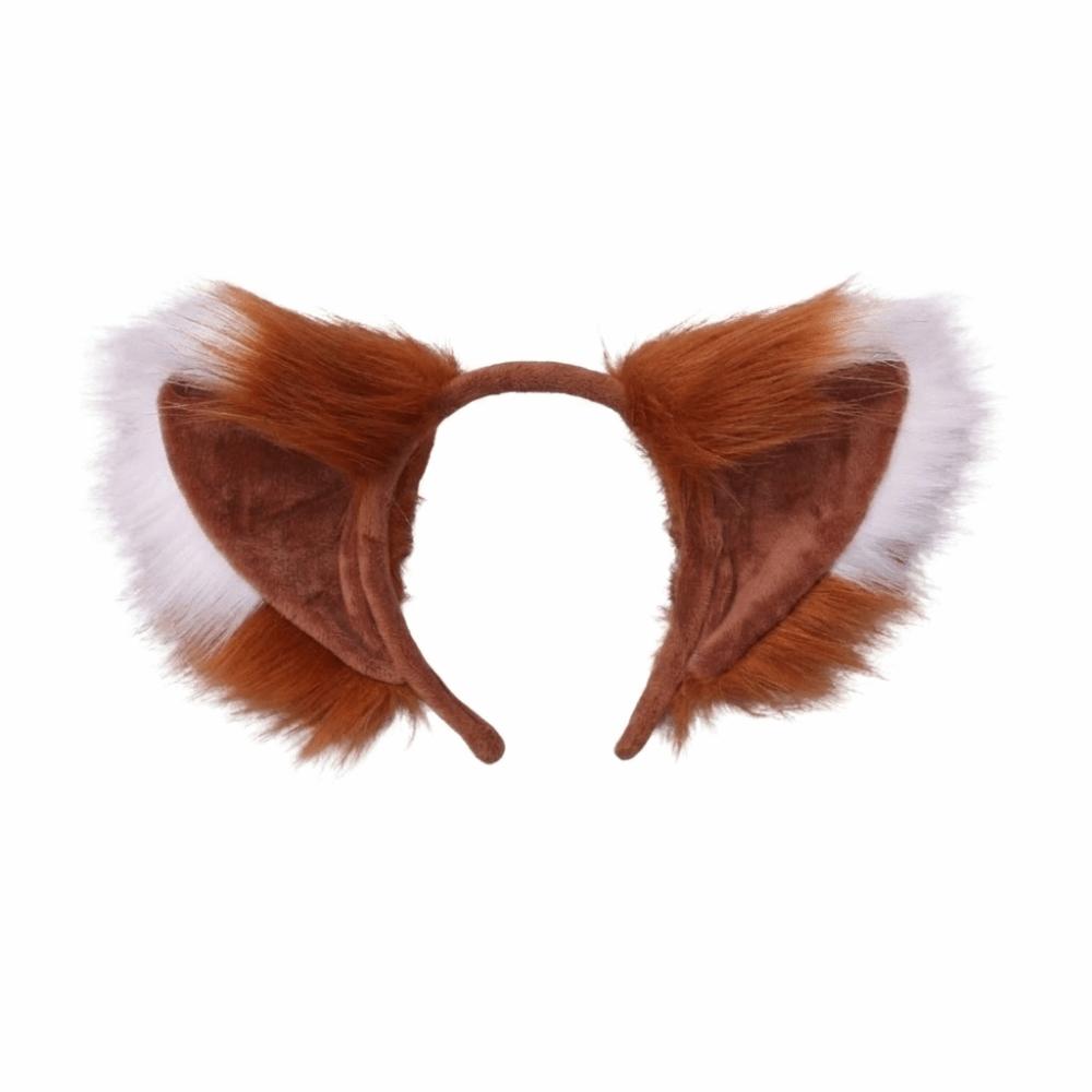 Fluffy Realistic Texture Faux Fur Cat Ears Flexible Animal Headband Anime Cosplay