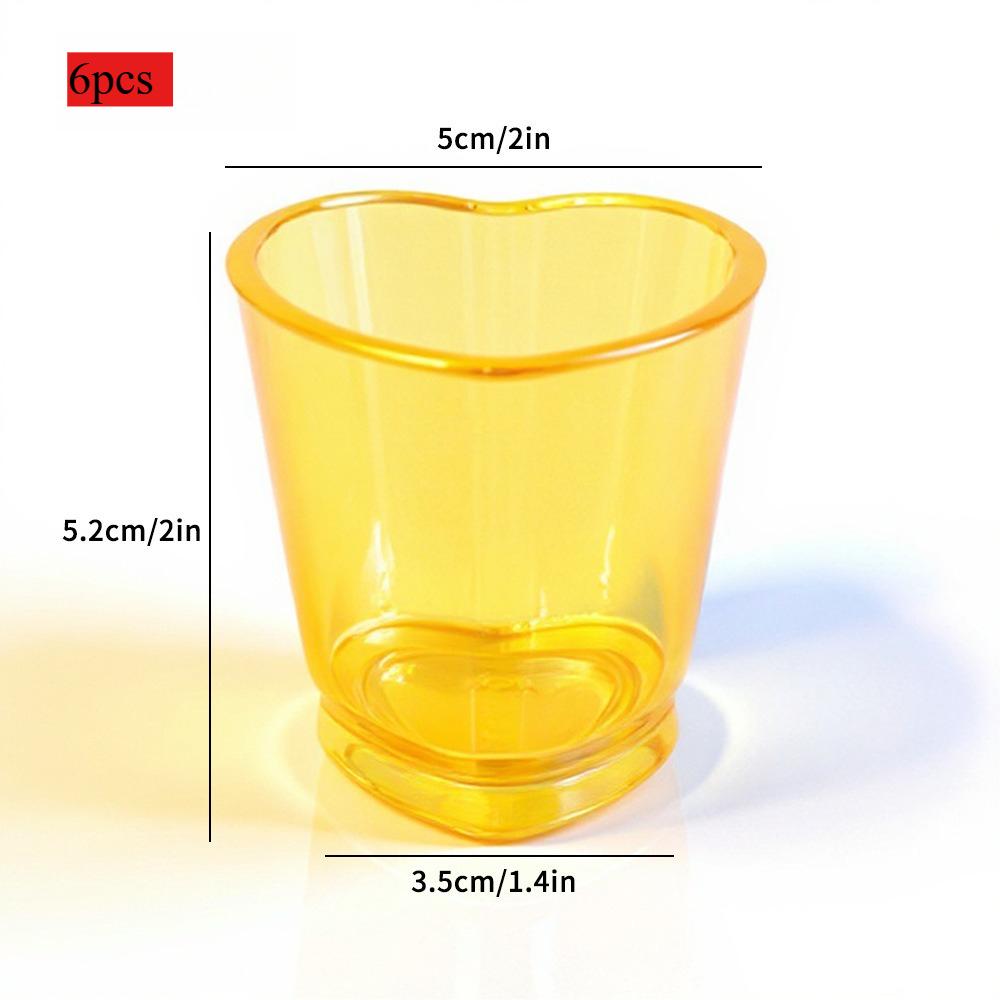6pcs Creative Heart-shaped Mini Cocktail Glasses With Cute Personalized Designs Rainbow-colored Spirits Couple Glasses Valentine