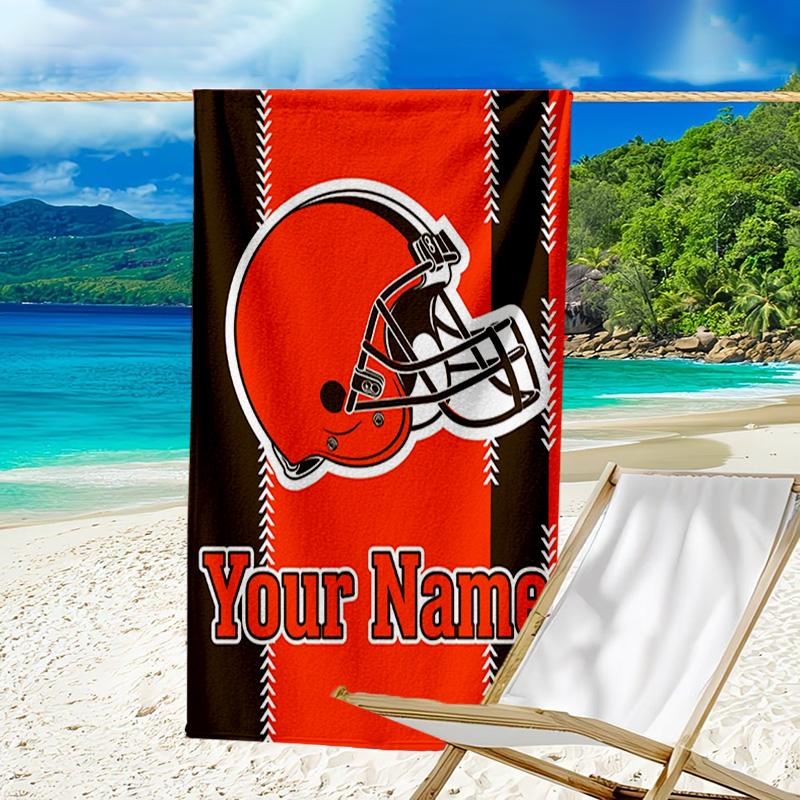 Custom Name Beach Towel Bengals Team Logo Artwork Beach Towel, Soft Microfiber, Gift for Her/Him, Birthday, for Pool, Beach, Travel, Fan gifts