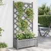 VidaXL Planter with Trellis, Raised Bed, Flower Box, Plant Pot, Flower Box Garden Patio Terrace, Wood Grey 365489