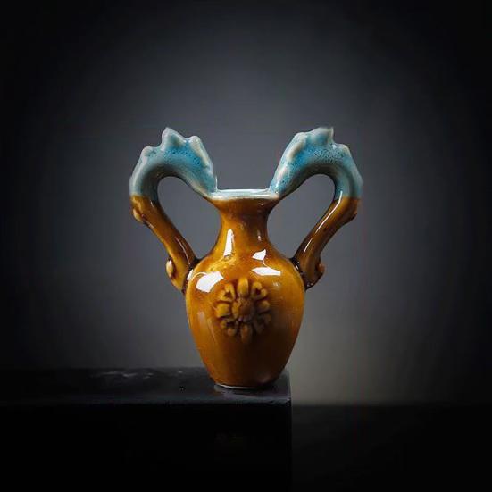 Мини-статуэтка вазы для цветов, винтажная цветная керамика, миниатюрная статуэтка вазы, скульптура, крошечный держатель для цветочного горшка, украшение