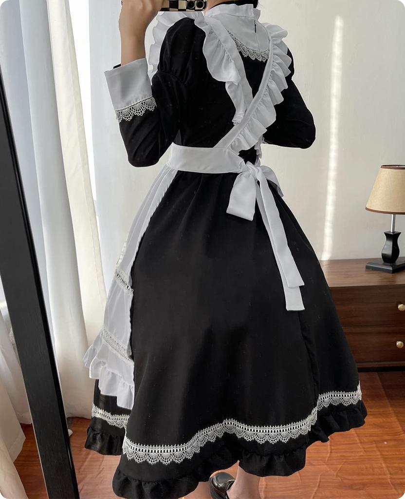 Maid British Maid Short Long Maid Maid Coffee Large Size Long Lace [NOKIJP] Clothes, Cosplay, Style, Lace, Ribbon, Costume, Long, Sleeve, Sleeve,