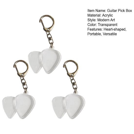 Брелок-держатель для медиаторов в форме сердца, прозрачный чехол, портативный, для хранения медиаторов для акустической гитары