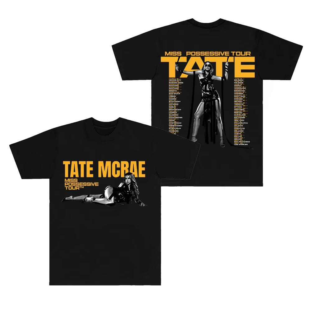 Singer Tate McRae Printing Cotton T Shirts SO CLOSE TO WHAT Album T-shirt Loose Casual Vintage Tops Sports Streetwear Unisex