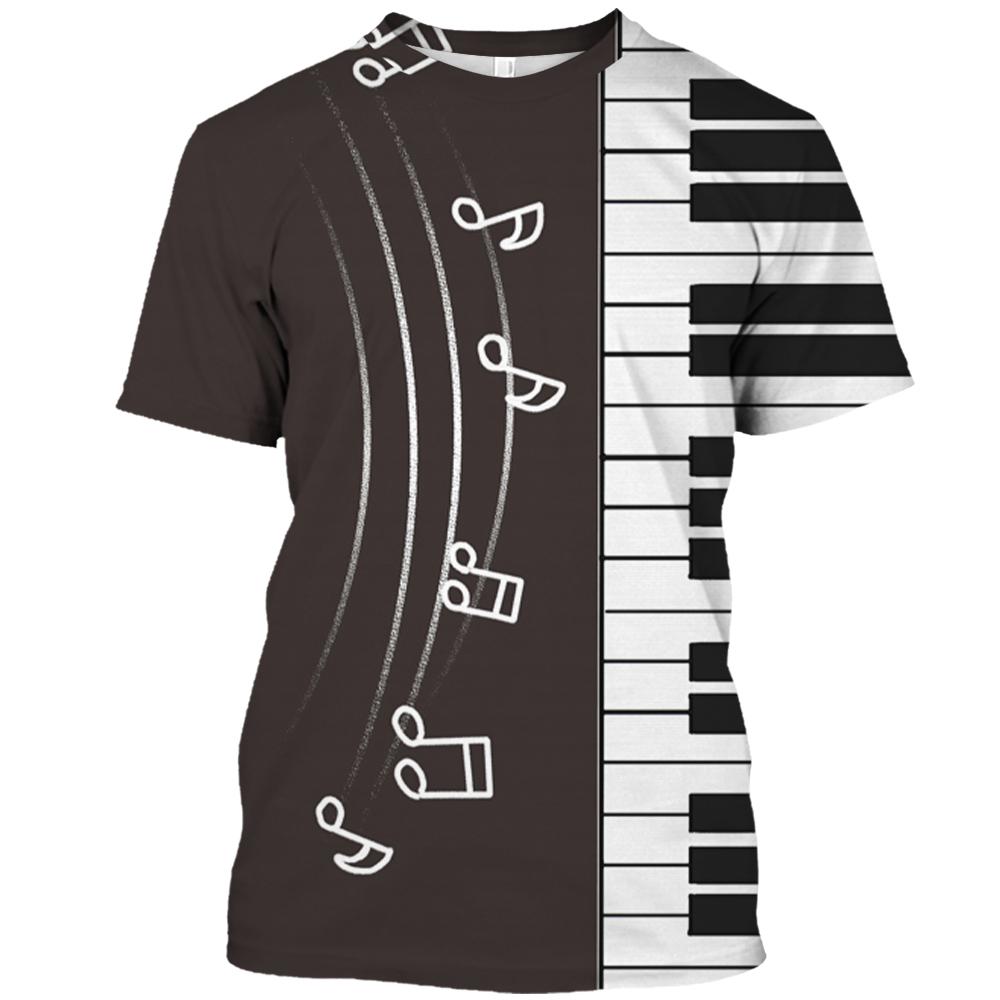 Фортепианные ноты 3D быстросохнущая мужская футболка Летняя мода Повседневная мужская футболка с короткими рукавами унисекс Женская одежда футболка Топ