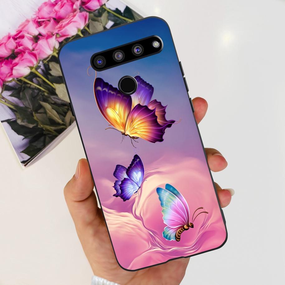 Чехол для LG V50 ThinQ 5G LM-V500EM, чехол для телефона, модный, с цветами и бабочками, из мягкого силикона, задняя крышка для LG V40 V50s Thinq 5G, бампер