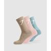 Gymshark Носки Crew Socks 3pk Lifestyle Brown Lift Pink Rest Blue I3a3p Nc1l