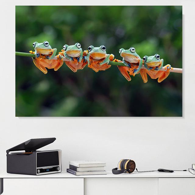 Картина на холсте с животными, древесная лягушка, смеющиеся постеры и принты, пейзаж, настенные художественные фотографии для гостиной, домашний декор, без рамки