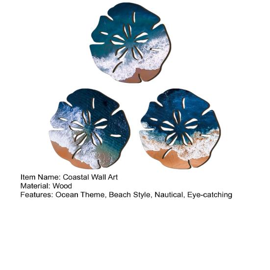 3 Pcs Summer Coastal Ocean Wave Wall Wall Decor Beach Art Rustic Wood