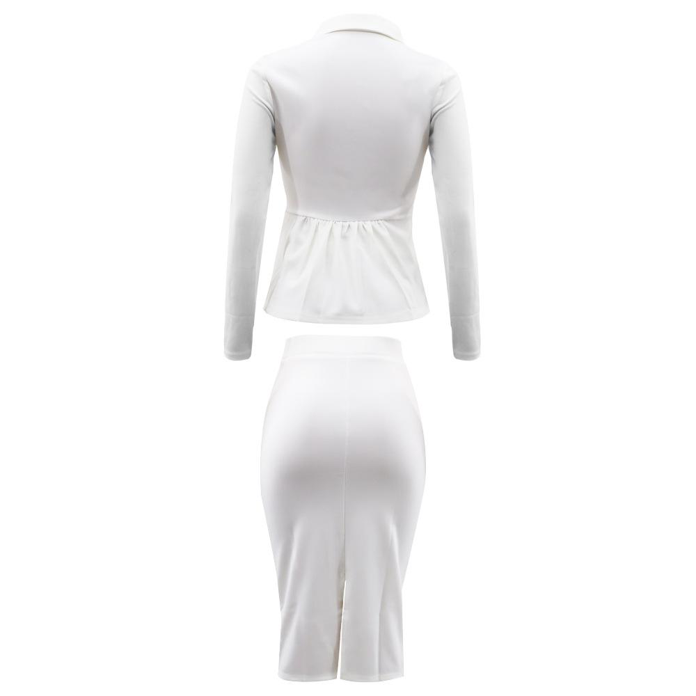 Women's Skirt Suit Temperament Shirt Collar Suit Fashion Long-sleeved Blouse Package Hip Skirt Professional Suit