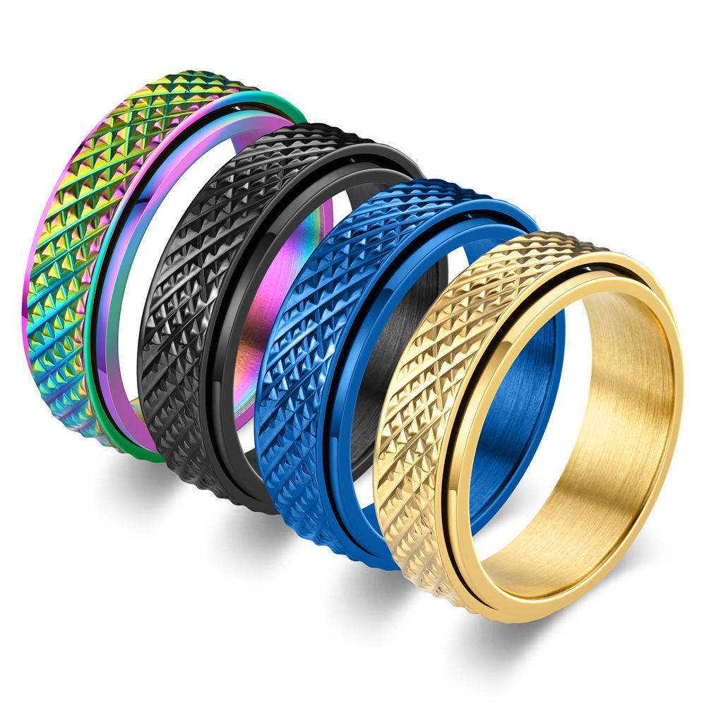 Diamond Pattern Titanium Steel Snake Ring - Trendy Unisex Jewelry