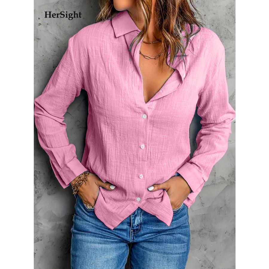Элегантная женская рубашка свободного покроя с длинным рукавом с лацканами, однотонная повседневная хлопковая льняная блузка больших размеров