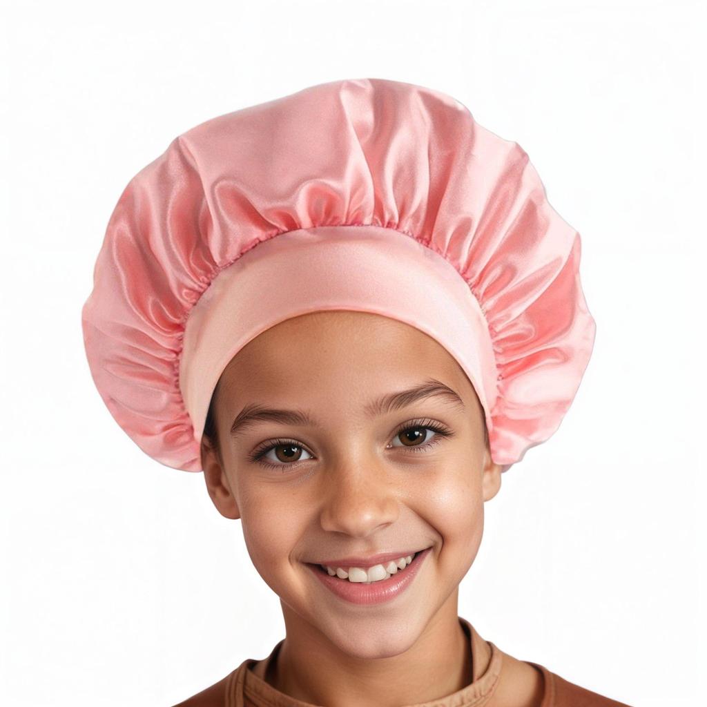 Children's Satin Sleep Cap - Soft Elastic Silk-like Hair Care Hat