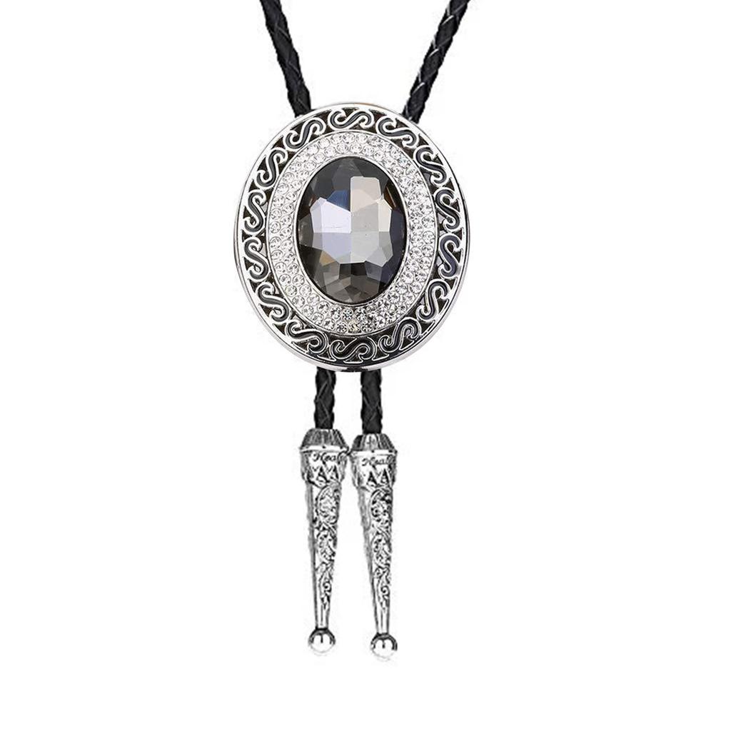 Винтажный западный ковбойский галстук-боло Кристальный галстук Панк Круглой формы Ожерелье Аксессуар для костюма Американский галстук-бола Западный