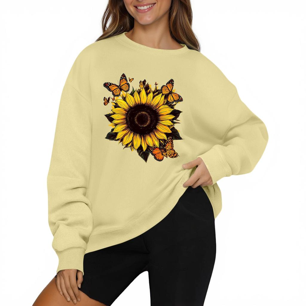 Женская модная повседневная толстовка с длинным рукавом и круглым вырезом с принтом