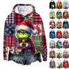 Ladies' Christmas Greentown Print Casual Long Sleeved Hooded Sweatshirt Top