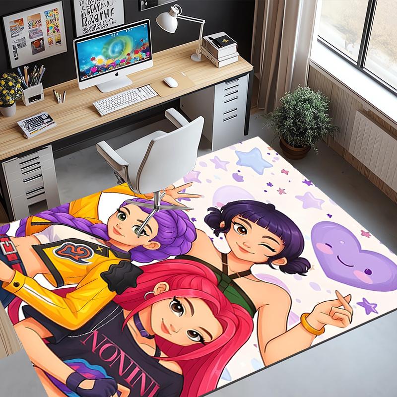KPop Demon Hunters Pattern Rug, Indoor/Outdoor Mat, for Picnic, Gameroom, Bedroom, Office, Living Room, Home Decor Carpet, Birthday Gift