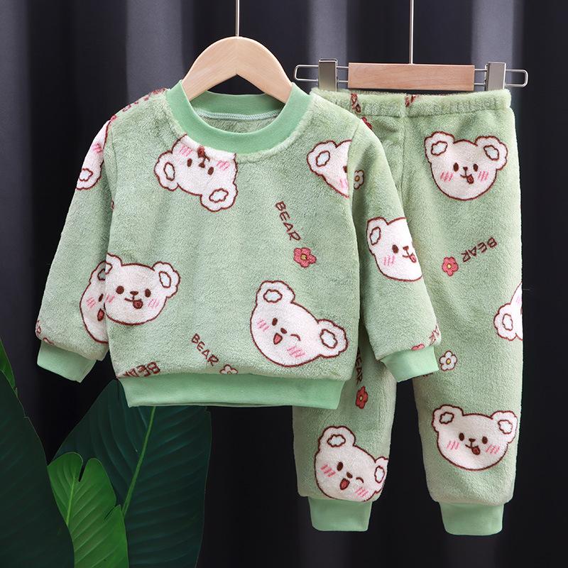 Осенне-зимняя одежда для сна, фланелевые пижамы для девочек и мальчиков, топы с длинными рукавами + брюки, костюмы, модная домашняя одежда, детский костюм для сна