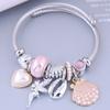 Stainless Steel Bracelet Wire Shell Heart Pendant Enamel Cuff Bead Bangles Jewelry for Women