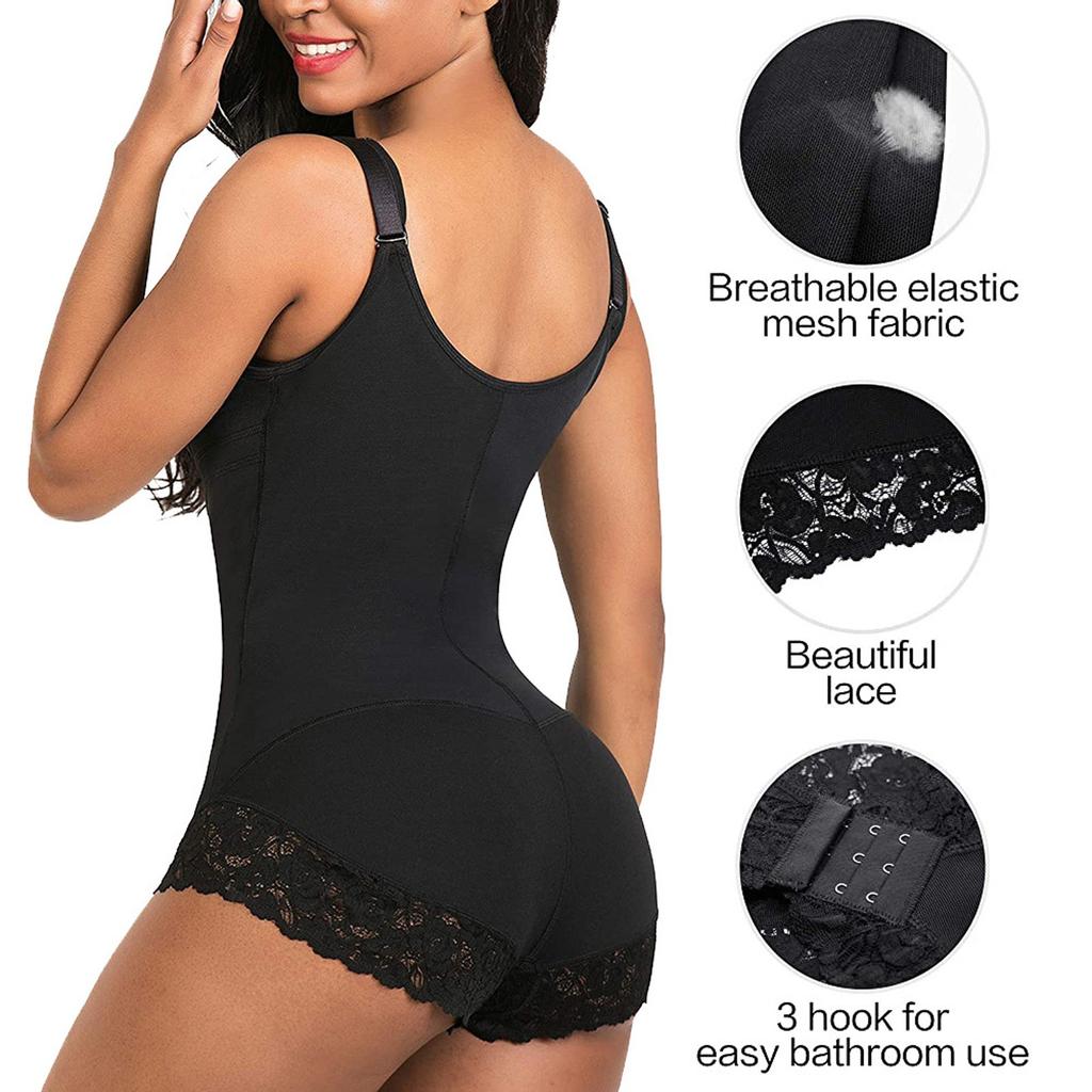 Women's Slimming Suit Abdominal Control Modeling Zipper Bodysuit Lace Conjoined