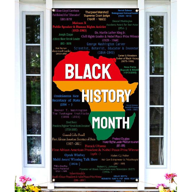 Nepnuser Black History Month Door Cover n n February Festival Decoration School Classroom Backdrop Front Door Hanging Banner